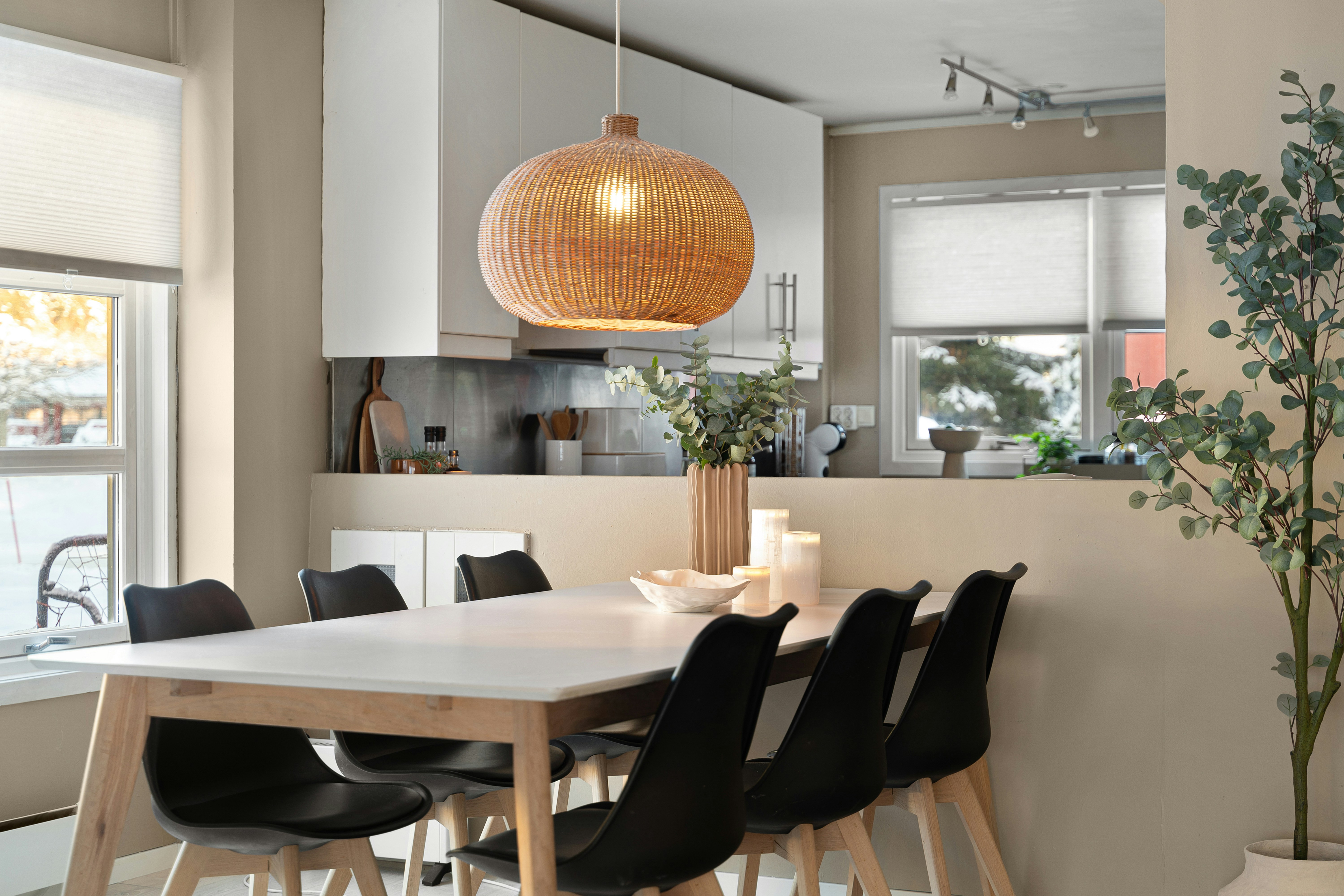 Solid oak dining table with tapered legs installed in Centurion